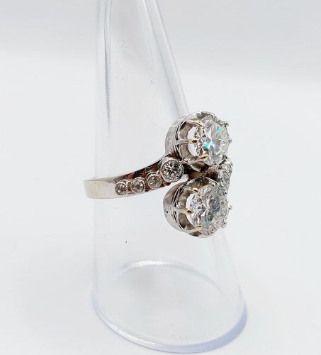 55.5 Bague Art déco en or blanc, platine et diamants 58 Facettes A07703