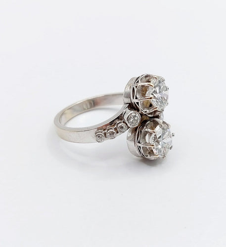 55.5 Bague Art déco en or blanc, platine et diamants 58 Facettes A07703