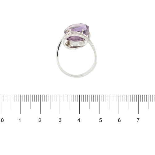 Bague Bague contrariée en or blanc 18 ct avec améthyste et diamants 58 Facettes 29391