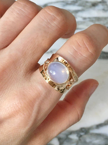 55.5 Bague végétale en or jaune 18K et pierre de lune 58 Facettes 282