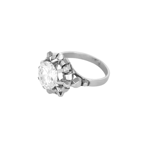 57 Bague solitaire en palladium et diamant 58 Facettes GUIA023