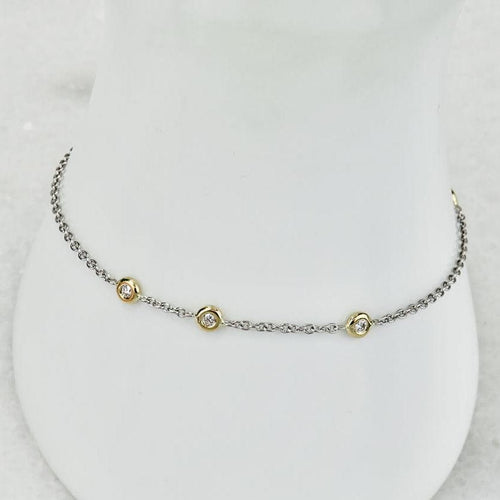 Bracelet Bracelet en platine et or jaune 750 avec cinq diamants 58 Facettes 2485