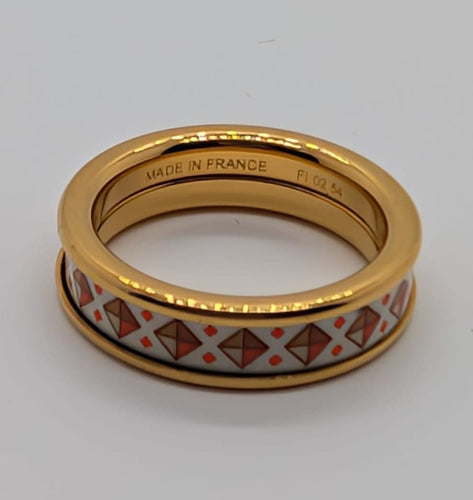 55 Hermès - Bague Colliers de Chien en plaqué or et émail 58 Facettes 1317