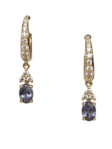 Boucles d'oreilles en or jaune, alexandrites et diamants 58 Facettes earrings
