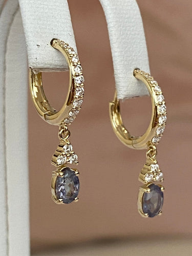 Boucles d'oreilles en or jaune, alexandrites et diamants 58 Facettes earrings
