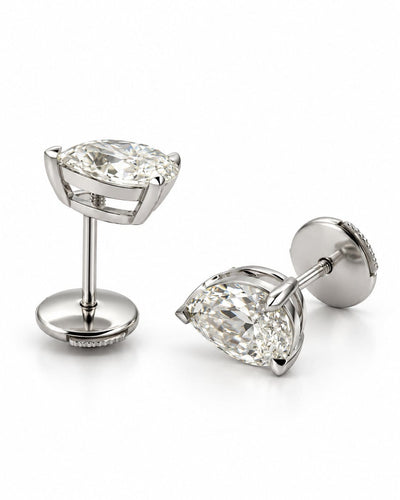 Boucles d'oreilles en or 18 carats et diamants taille poire 58 Facettes Gia