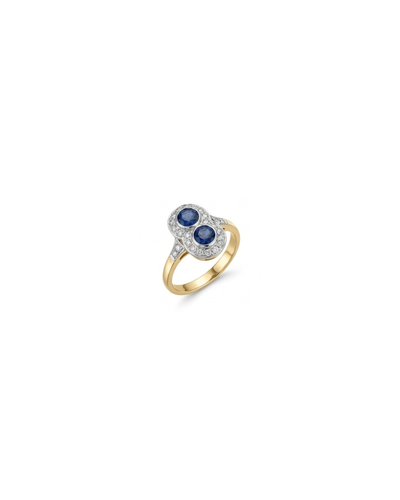 57 Bague toi et moi Art déco en or jaune et blanc, saphirs et diamants 58 Facettes 21. bague toi et moi vintage