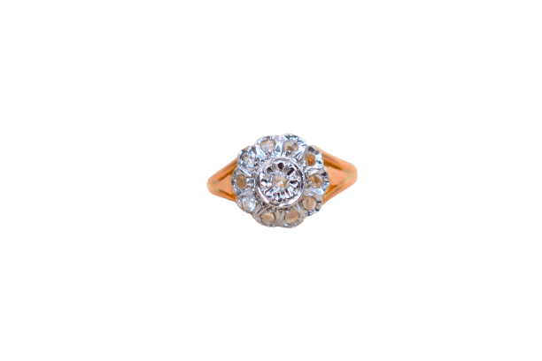 Bague rosace diamants Or Rose