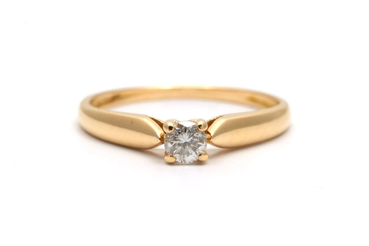Bague 49 Bague contemporaine en or jaune 18 carats et diamant 0,15 ct 58 Facettes B934