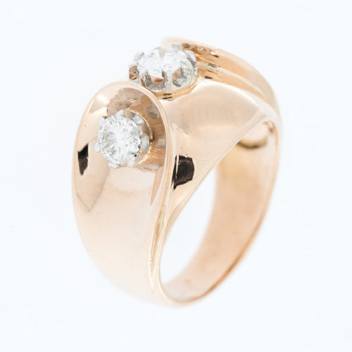 52.5 Bague Art déco en or rose et blanc avec diamants 58 Facettes A1847