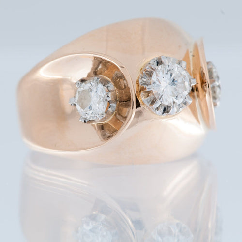 52.5 Bague Art déco en or rose et blanc avec diamants 58 Facettes A1847