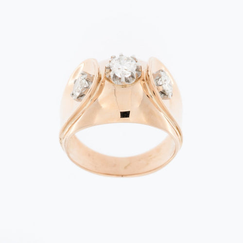 52.5 Bague Art déco en or rose et blanc avec diamants 58 Facettes A1847
