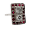 Bague Tank Art déco en platine, diamants et rubis