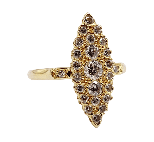 Bague 56 Bague marquise vintage en or 18K et diamants 58 Facettes A07747