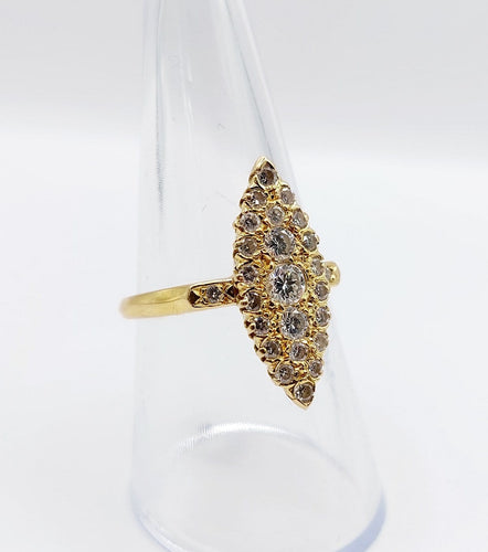 Bague 56 Bague marquise vintage en or 18K et diamants 58 Facettes A07747