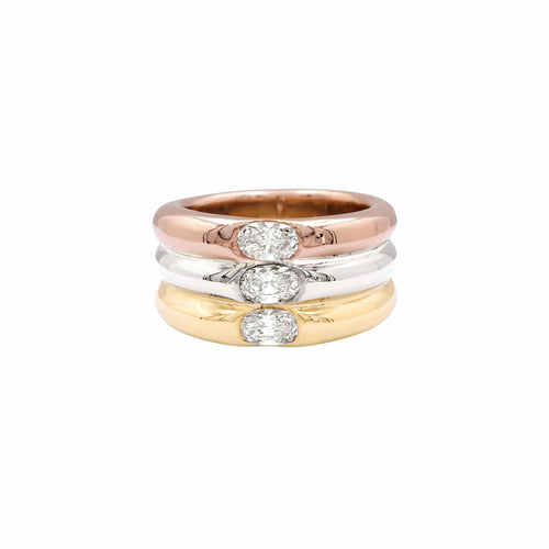 Bague 48 Cartier Ellipse - Bague bandeau en trois ors et diamants 58 Facettes 35972