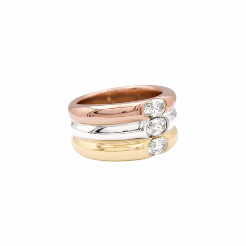 Bague 48 Cartier Ellipse - Bague bandeau en trois ors et diamants 58 Facettes 35972