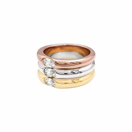Bague 48 Cartier Ellipse - Bague bandeau en trois ors et diamants 58 Facettes 35972