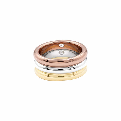 Bague 48 Cartier Ellipse - Bague bandeau en trois ors et diamants 58 Facettes 35972