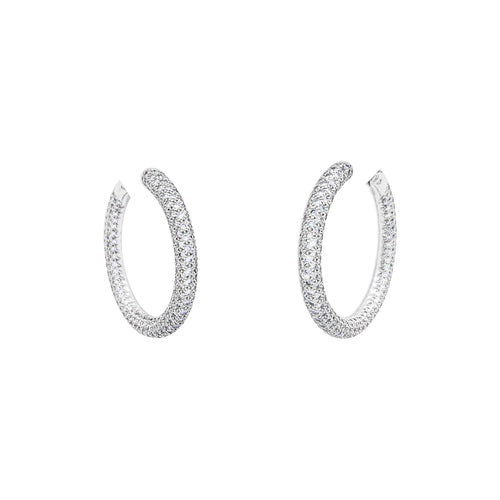 Boucles d'oreilles Chaumet Tube - Boucles d'oreilles créoles en or blanc et diamants 58 Facettes 35976