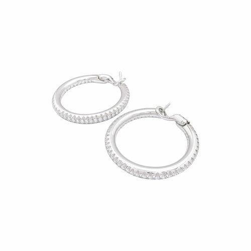 Boucles d'oreilles Chaumet Tube - Boucles d'oreilles créoles en or blanc et diamants 58 Facettes 35976