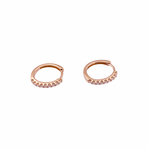 Boucles d'oreilles Créoles - Boucles d'oreilles en or rose et diamants 58 Facettes 35462
