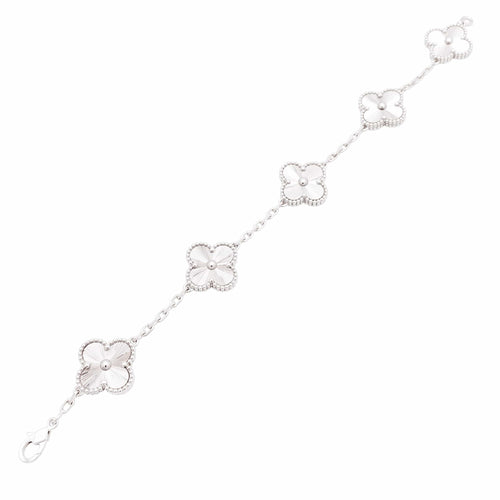 Bracelet Van Cleef & Arpels - Bracelet Alhambra en or blanc guilloché 58 Facettes 35950