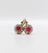 Boucles d'oreilles Dormeuses marguerite en or 18k, rubis synthétiques et diamants 58 Facettes A07748