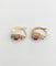 Boucles d'oreilles Dormeuses marguerite en or 18k, rubis synthétiques et diamants 58 Facettes A07748