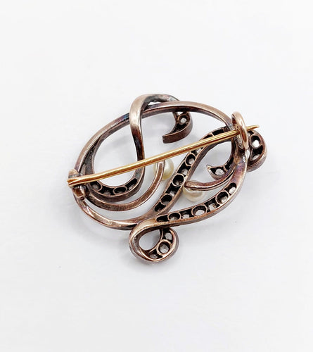 Broche Broche victorienne en argent, or 18k, diamants et perles 58 Facettes A07749