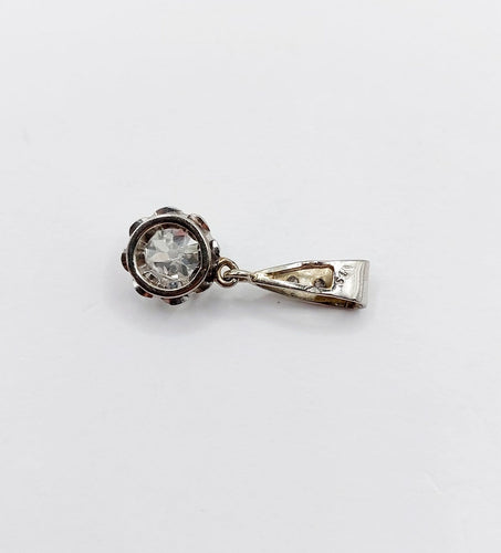 Pendentif antique en or blanc 18K, platine et diamants 58 Facettes A07751