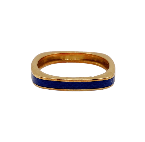 45 Bague jonc Art déco en or 18k et émail bleu 58 Facettes A07753