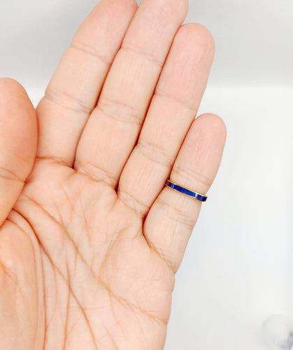 45 Bague jonc Art déco en or 18k et émail bleu 58 Facettes A07753