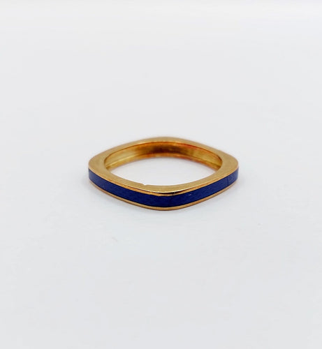 45 Bague jonc Art déco en or 18k et émail bleu 58 Facettes A07753