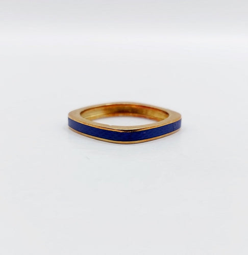 45 Bague jonc Art déco en or 18k et émail bleu 58 Facettes A07753