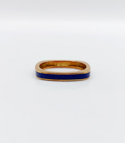 45 Bague jonc Art déco en or 18k et émail bleu 58 Facettes A07753