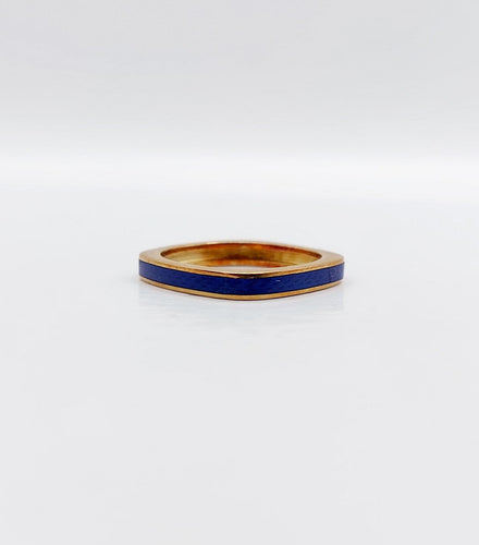 45 Bague jonc Art déco en or 18k et émail bleu 58 Facettes A07753
