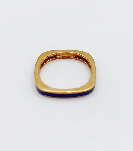 45 Bague jonc Art déco en or 18k et émail bleu 58 Facettes A07753