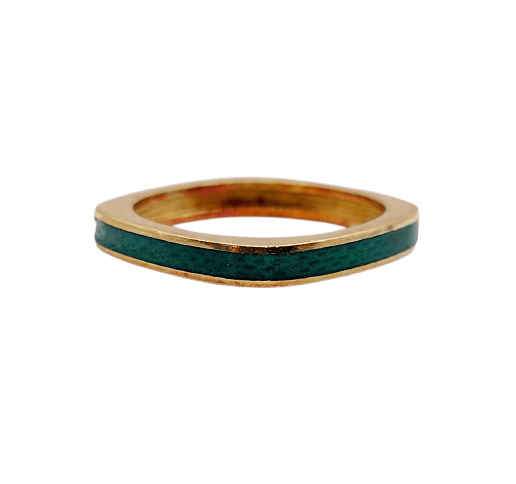 44.5 Art déco - Bague jonc en or 18K et émail vert 58 Facettes A07754