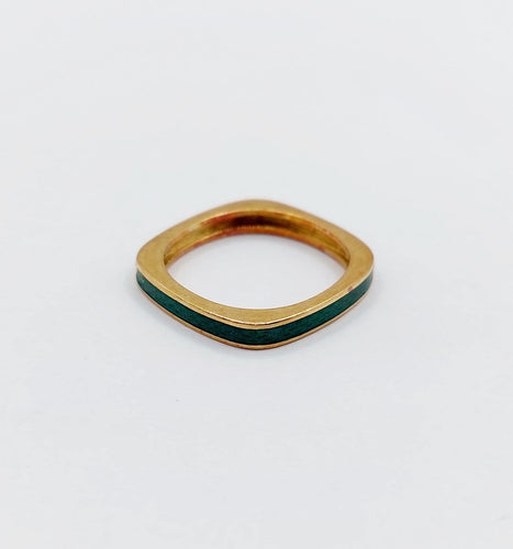 44.5 Art déco - Bague jonc en or 18K et émail vert 58 Facettes A07754
