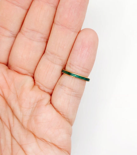44.5 Art déco - Bague jonc en or 18K et émail vert 58 Facettes A07754