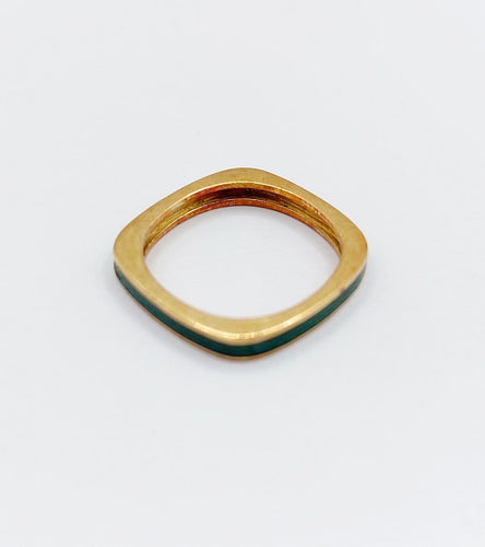 44.5 Art déco - Bague jonc en or 18K et émail vert 58 Facettes A07754