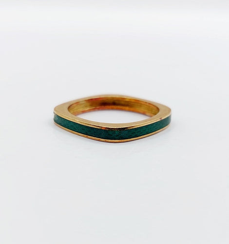 44.5 Art déco - Bague jonc en or 18K et émail vert 58 Facettes A07754