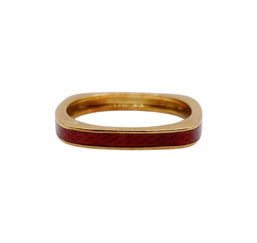 45.5 Art déco - Bague jonc en or 18K et émail rouge 58 Facettes A07755