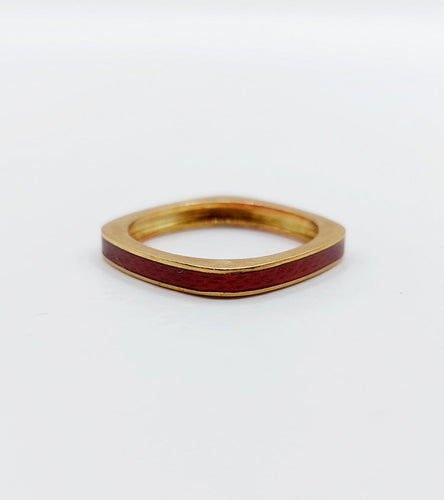 45.5 Art déco - Bague jonc en or 18K et émail rouge 58 Facettes A07755