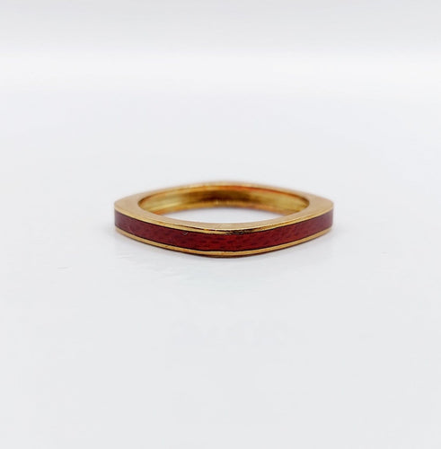 45.5 Art déco - Bague jonc en or 18K et émail rouge 58 Facettes A07755