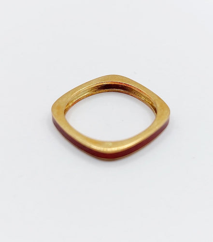 45.5 Art déco - Bague jonc en or 18K et émail rouge 58 Facettes A07755