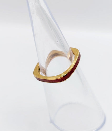 45.5 Art déco - Bague jonc en or 18K et émail rouge 58 Facettes A07755