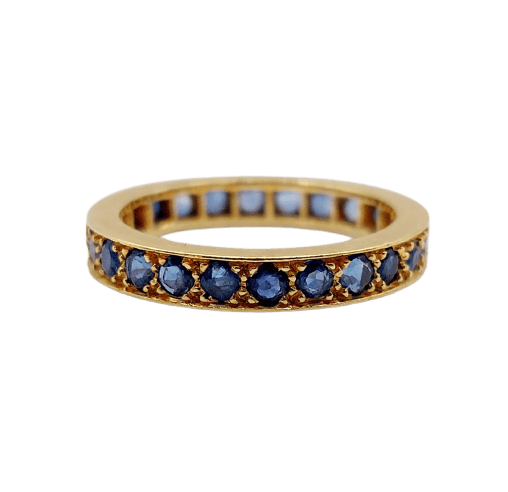 44.5 Alliance américaine Art déco en or 18k et saphirs 58 Facettes A07757
