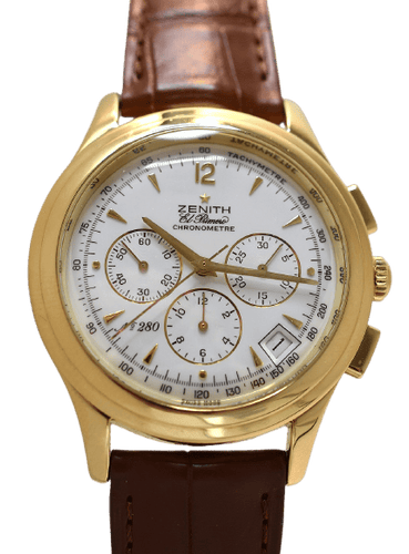 Zenith El Primero - Montre chronomètre en or jaune 18K 58 Facettes ZH-100